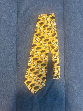 Peanuts Snoopy Golf Themed Yellow Silk Tie Good Caddies So Hard To Find